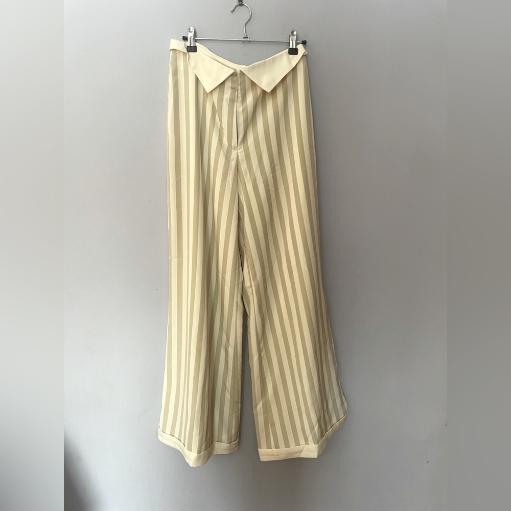 J Peterman striped wide leg pants.